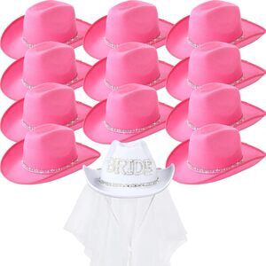 6541 12 Pcs Women Cowgirl Cowboy Hats Bachelorette Cowboy Hats For Bridal